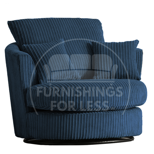 (Navy Blue, Swivel Chair) Delta Fullback Cord Corner Sofa Range