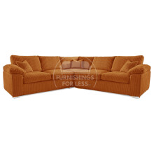 (Orange, 5 Seater Symmetrical Corner) Delta Fullback Cord Corner Sofa Range