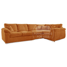 (Orange, 5 Seater Right Hand Facing Corner) Delta Fullback Cord Corner Sofa Range