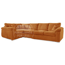 (Orange, 5 Seater Left Hand Facing Corner) Delta Fullback Cord Corner Sofa Range