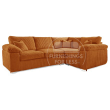 (Orange, 4 Seater Right Hand Facing Corner) Delta Fullback Cord Corner Sofa Range
