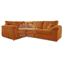 (Orange, 4 Seater Left Hand Facing Corner) Delta Fullback Cord Corner Sofa Range