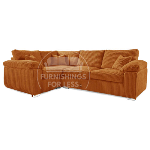 (Orange, 4 Seater Left Hand Facing Corner) Delta Fullback Cord Corner Sofa Range