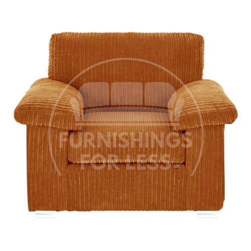 (Orange, Armchair) Delta Fullback Cord Corner Sofa Range