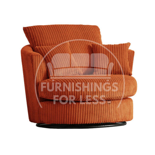 (Orange, Swivel Chair) Delta Fullback Cord Corner Sofa Range