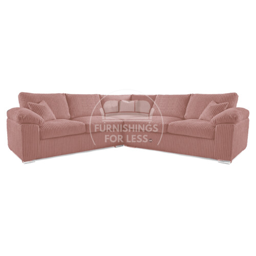 (Pink, 5 Seater Symmetrical Corner) Delta Fullback Cord Corner Sofa Range