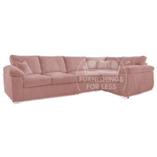 (Pink, 5 Seater Right Hand Facing Corner) Delta Fullback Cord Corner Sofa Range