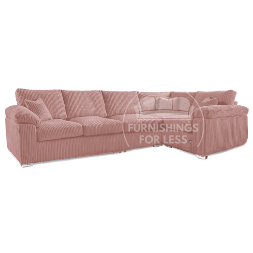 (Pink, 5 Seater Right Hand Facing Corner) Delta Fullback Cord Corner Sofa Range