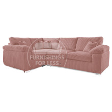 (Pink, 4 Seater Left Hand Facing Corner) Delta Fullback Cord Corner Sofa Range