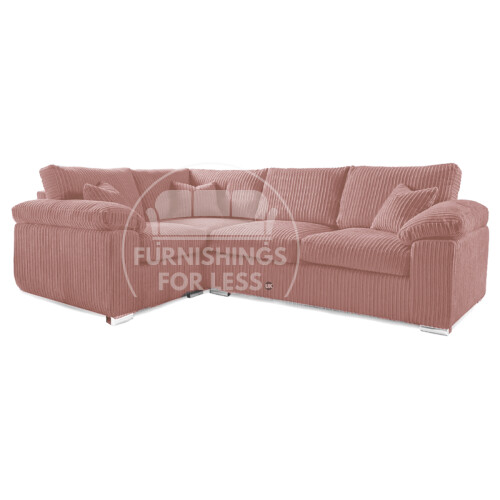 (Pink, 4 Seater Left Hand Facing Corner) Delta Fullback Cord Corner Sofa Range