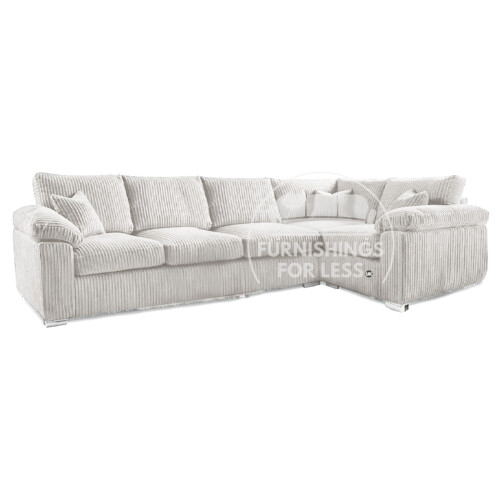 (Silver, 5 Seater Right Hand Facing Corner) Delta Fullback Cord Corner Sofa Range