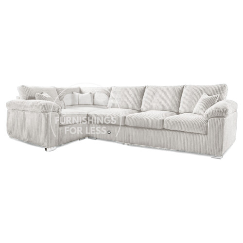 (Silver, 5 Seater Left Hand Facing Corner) Delta Fullback Cord Corner Sofa Range