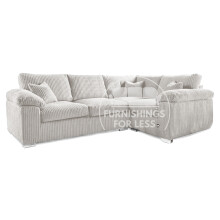 (Silver, 4 Seater Right Hand Facing Corner) Delta Fullback Cord Corner Sofa Range