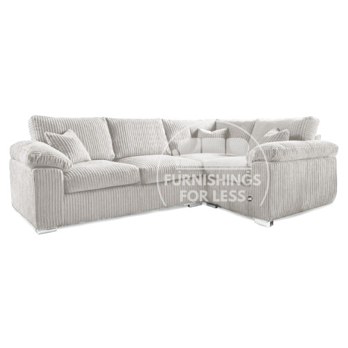 (Silver, 4 Seater Right Hand Facing Corner) Delta Fullback Cord Corner Sofa Range