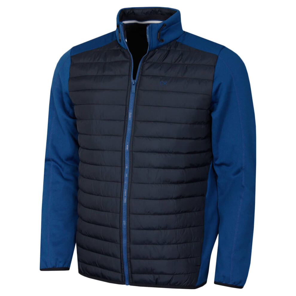 (L, Dresden Blue/Navy) Calvin Klein Mens CK Hybrid Insulate Lightweight Golf Jacket