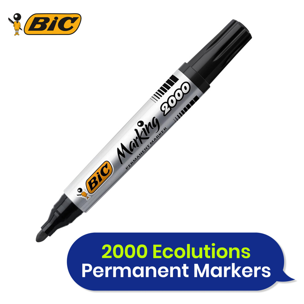 BIC ECOlutions Permanent Markers Pack of 4 Quick Drying Black Ink