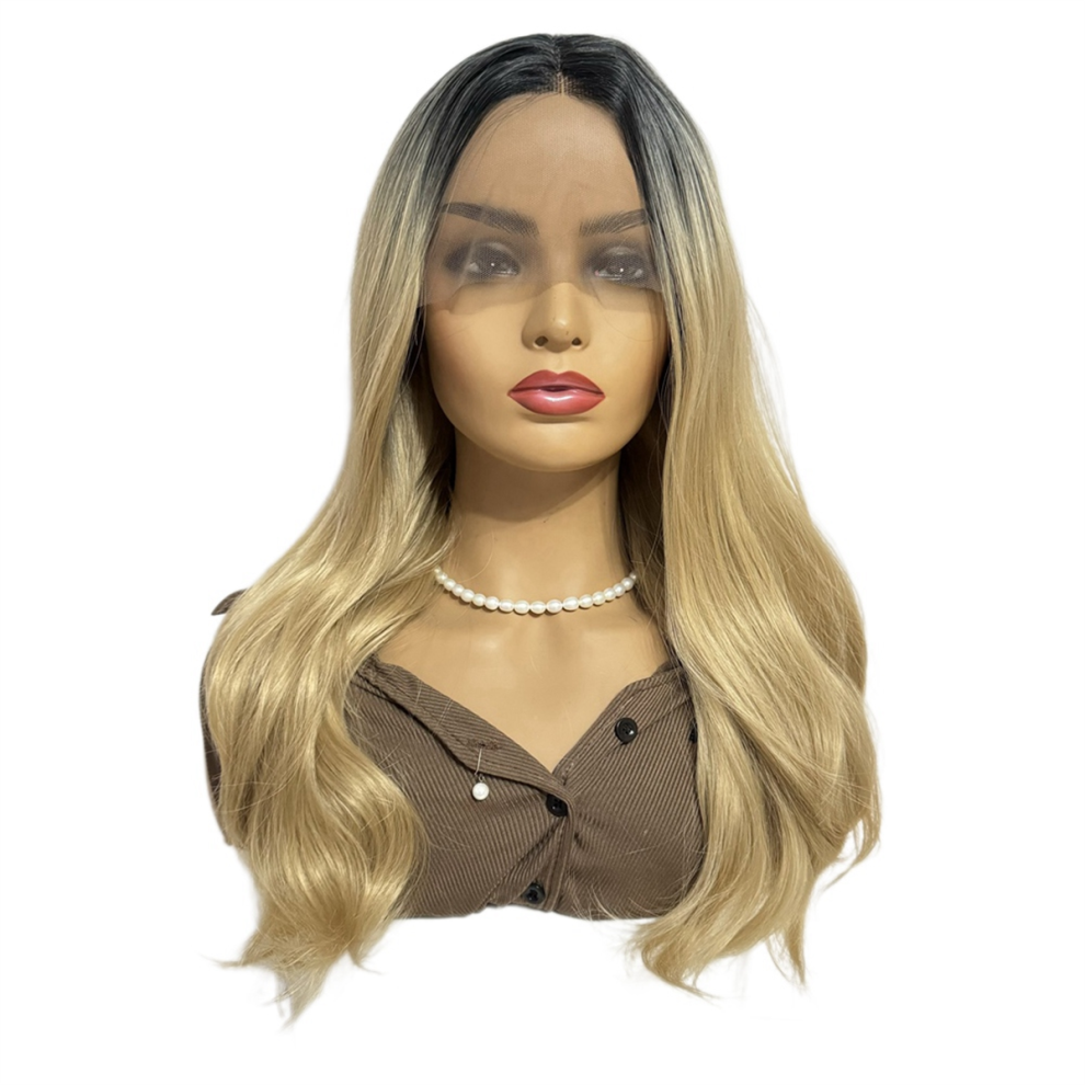 Melitt Wulinshop Lace Wig Black Blonde Long Curly Hair Covering