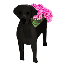 WuLinshop Labrador Dog Flower Pot, Cute Garden Pot Black