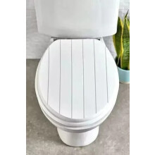 Heavy-Duty White MDF Toilet Seat with Tongue & Groove, Chrome-Plated Hinges, UV Lacquer Finish – Fits Most Elongated Toilets (150kg)
