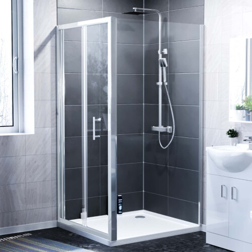 NES Home Nes home Bi-Fold Folding 760 mm Glass Door with Frameless 700 mm Side Panel 2
