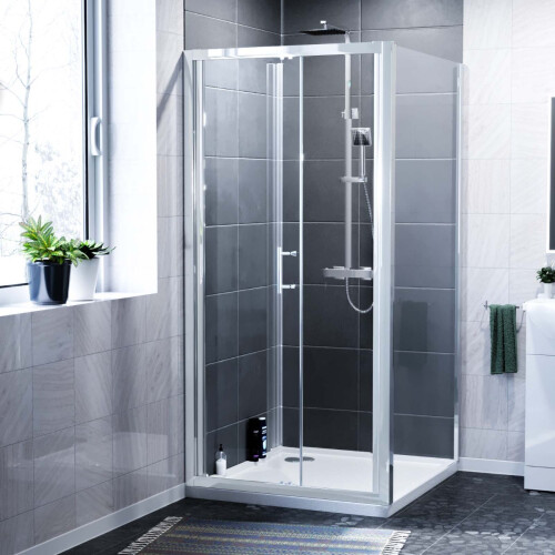 NES Home Nes home Bi-Fold Folding 760 mm Glass Door with Frameless 700 mm Side Panel 1