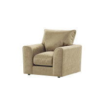 (Beige, Armchair) Brooklyn Plush Velvet Fibre 3 & 2 Seater Sofa Set