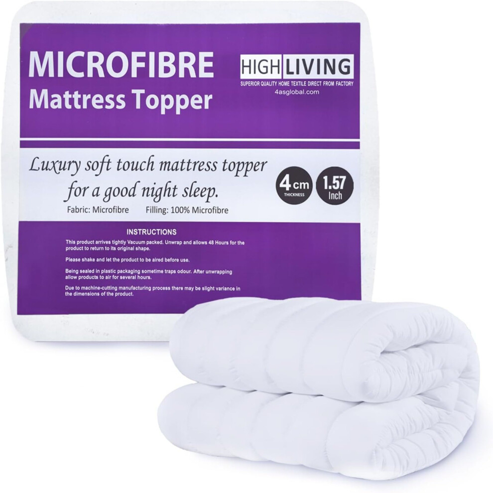 (Double) Hypoallergenic Microfibre Mattress Topper 4 inch