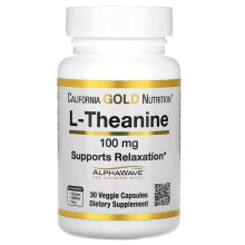 California Gold Nutrition, L-Theanine, Featuring AlphaWave, 100 mg, 30 Veggie Kapsler