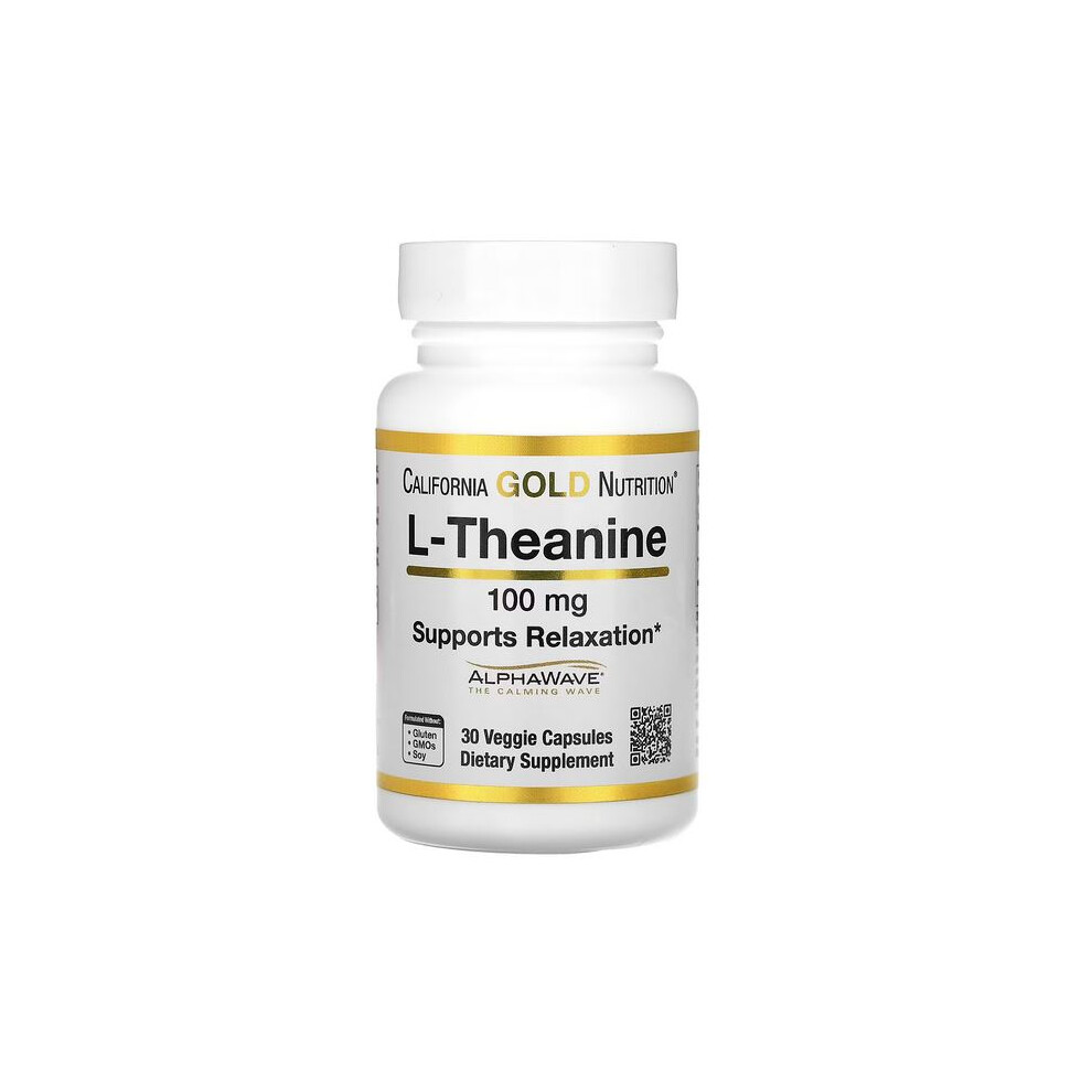 California Gold Nutrition Gold California L-Theanine, Alphawave, 100 Mg, 30 Veggie Capsules