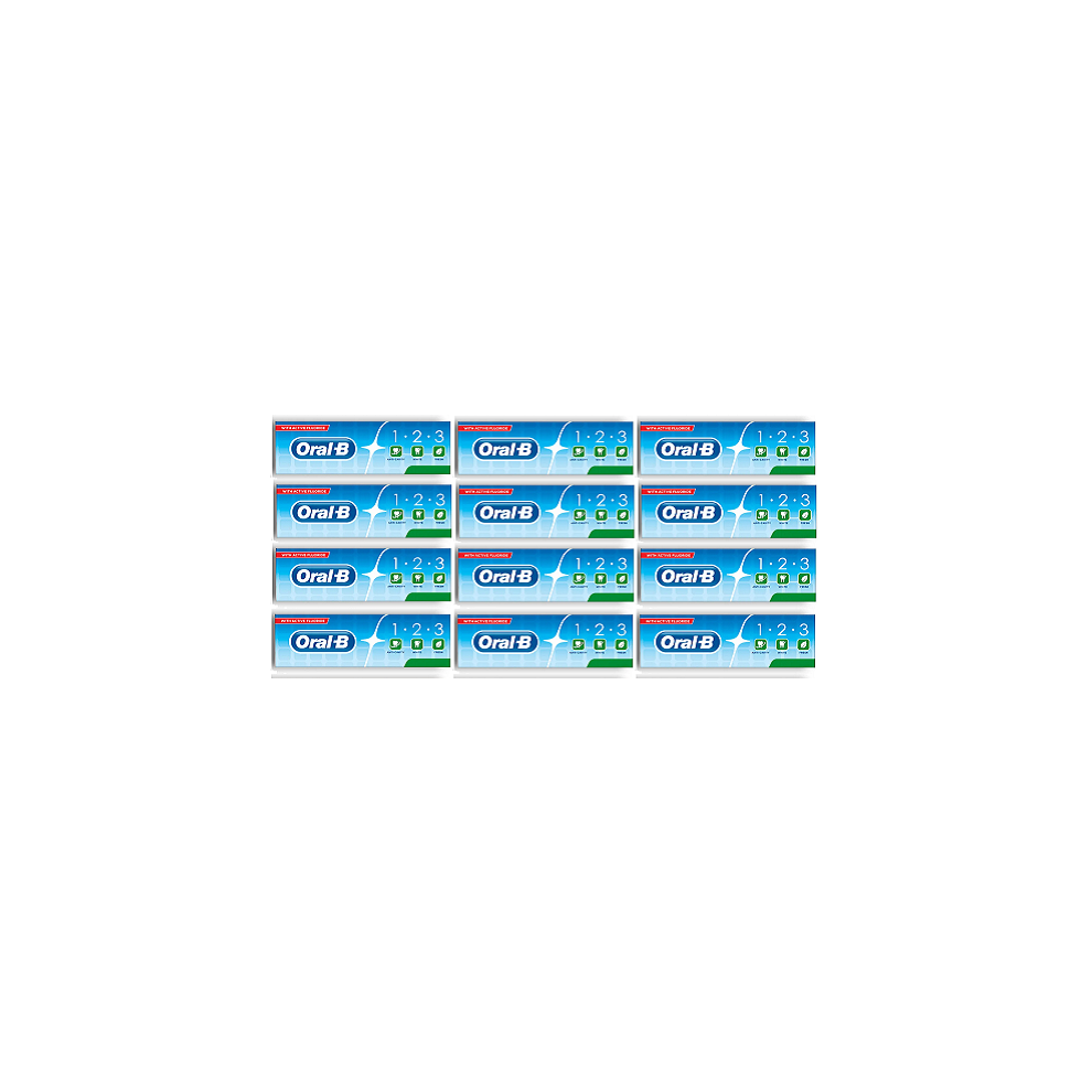 Oral-B 1.2.3 Extra Fresh Mint Anti-Cavity Fluoride Toothpaste 75ml (x12 Boxes)