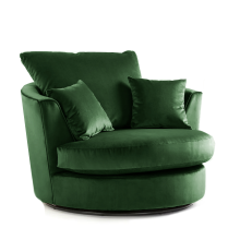 (Green, Swivel Chair) Brooklyn Plush Velvet Fibre 3 & 2 Seater Sofa Set