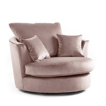 (Pink, Swivel Chair) Brooklyn Plush Velvet Fibre 3 & 2 Seater Sofa Set