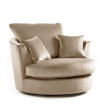 (Beige, Swivel Chair) Brooklyn Plush Velvet Fibre 3 & 2 Seater Sofa Set