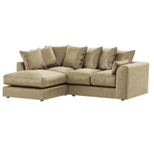 (Beige, Left Hand Facing) Brooklyn Plush Velvet Fibre Corner Sofa 8 Colours