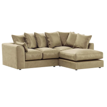 (Beige, Right Hand Facing) Brooklyn Plush Velvet Fibre Corner Sofa 8 Colours