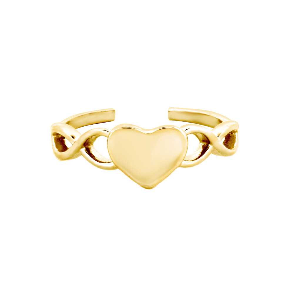 Jewelco London Ladies Solid 9ct Yellow Gold Love Hearts Toe Ring - JTR024