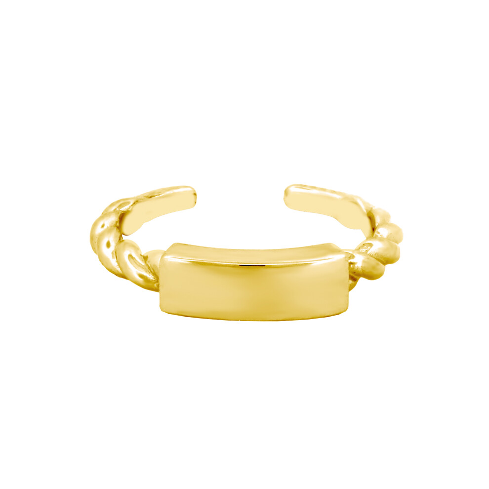 Jewelco London Ladies Solid 9ct Yellow Gold Twisted ID Plate Toe Ring - JTR027