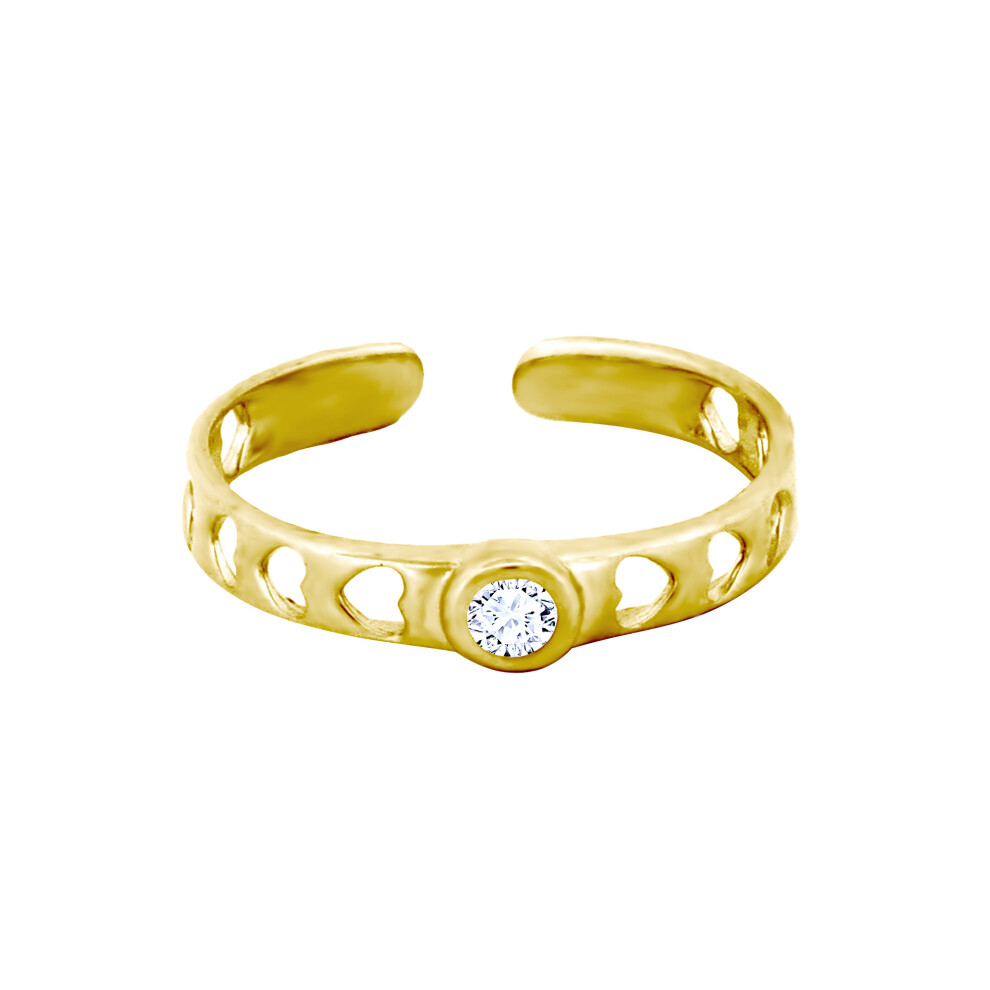 Jewelco London Ladies Solid 9ct Yellow Gold Cubic Zirconia Love Hearts Toe Ring - JTR023