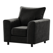 (Black, Armchair) Brooklyn Plush Velvet Foam 3 & 2 Seater Sofa Set