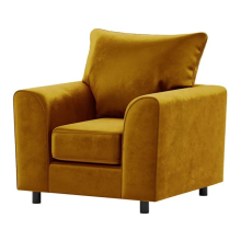 (Gold, Armchair) Brooklyn Plush Velvet Foam 3 & 2 Seater Sofa Set