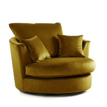 (Gold, Swivel Chair) Brooklyn Plush Velvet Foam 3 & 2 Seater Sofa Set
