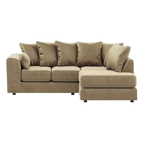 (Beige, Right Hand Facing) Brooklyn Plush Velvet Foam Corner Sofa 2