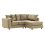 (Beige, Right Hand Facing) Brooklyn Plush Velvet Foam Corner Sofa 1
