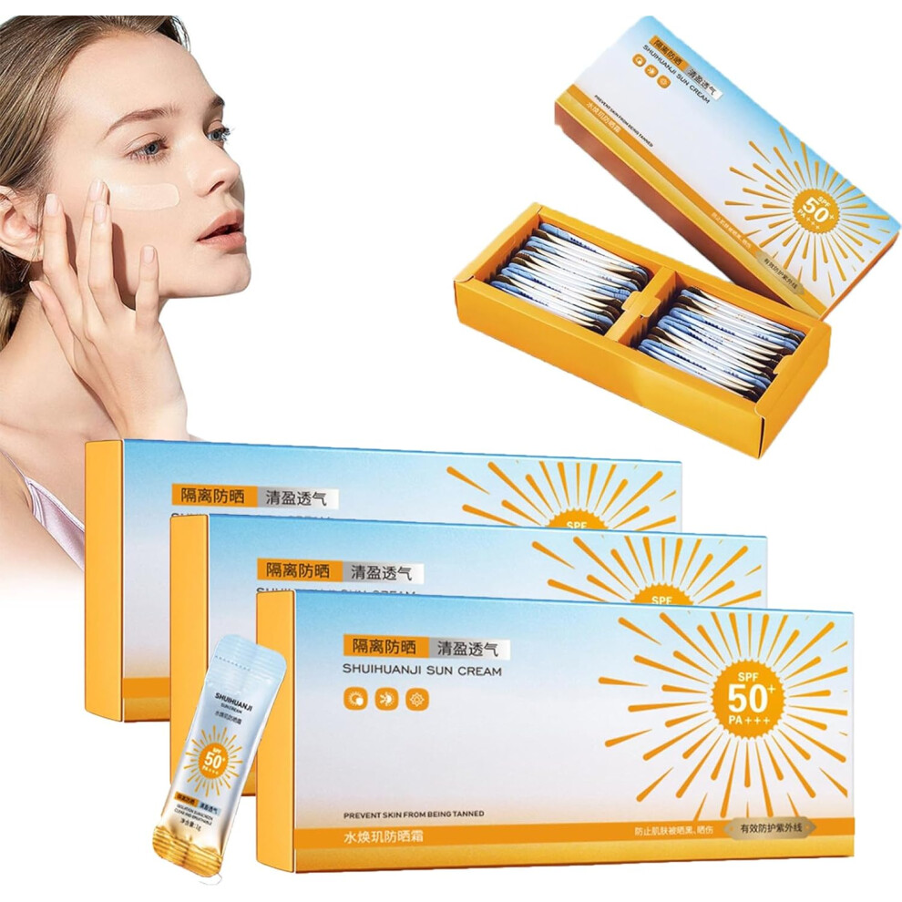 3 Box of Travel Size Sun Protection, Mini Sun Cream, Sunscreen Lotion for the Face with SPF 50, Sunscreen Lotion with UVA/UVB Protection