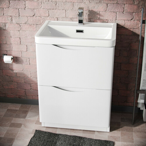 NES Home Nes Home White Basin Vanity Unit and Tap with Waste Set 2