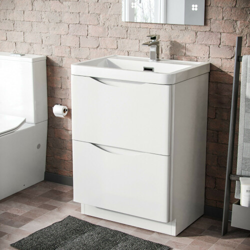 NES Home Nes Home White Basin Vanity Unit and Tap with Waste Set 1