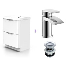 Nes Home White Basin Vanity Unit and Tap Set