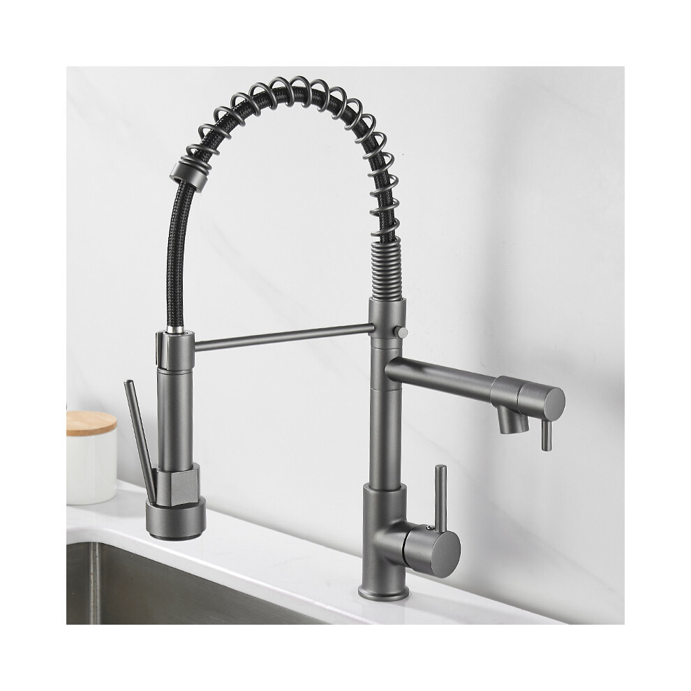 Grey 2 Mode Kitchen Tap 2 Spouts Mixer Taps 360 Swivel Kitchen Faucet