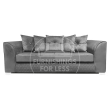 (Grey, 3 Seater) Victoria Plush Velvet 3 & 2 Seater Sofa Set