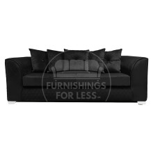 (Black, 3 Seater) Victoria Plush Velvet 3 & 2 Seater Sofa Set